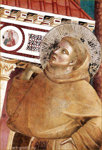 Явление во сне Иннокентию III Святого Франциска, поддерживающего церковь. Фрагмент. Джотто / www.art-giotto.ru